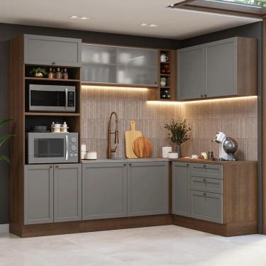 Imagem de Armário de Cozinha Completa de Canto 399 cm Rustic/Cinza Vik Madesa 01