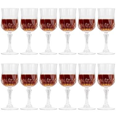 Imagem de SHIDOW 12 peças de taças de vinho de plástico, taças de vinho removíveis de 85 g com haste, taças de plástico reutilizáveis para festas, casamentos, banquetes (transparente)