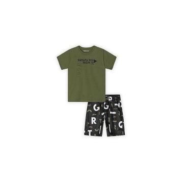 Imagem de Conjunto Curto Tigor T Tigre Blusa e Bermuda Verde Militar-Masculino