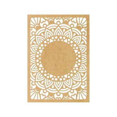 Imagem de Quadro Decorativo Mdf Cru Mandala Solar 40X20Cm