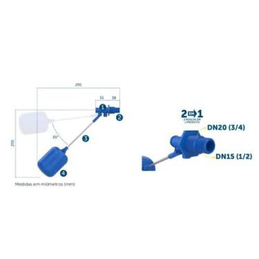 Imagem de Torneira De Boia Para Caixa D'Água 1/2" - 3/4" Blukit