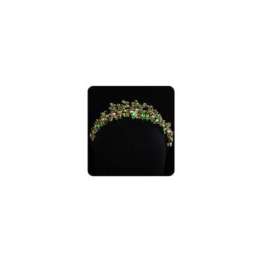 Imagem de Teyglen Tiara de cristal de noiva com strass verde coroa de cabelo feita à mão de cristal tiara tiara de noiva acessórios de cabelo para mulheres, festa de formatura (verde)