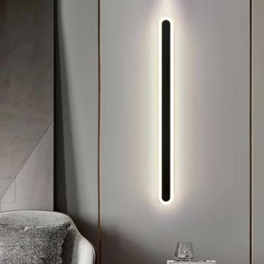 Imagem de Luminária De Parede Externa, Pacote De Parede Externa Luz Led, Luminárias Externas Pretas, Decoração Moderna à Prova D'Água Para Casa Jardim Varanda, Luz Quente & Luz Bran, White Light, 47.2in/120cm