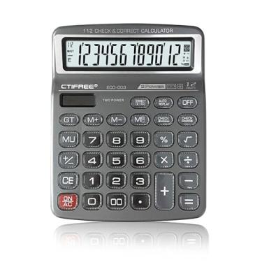 Imagem de Calculadora de desktop 12 dígitos Power solar grande e LCD Exibir calculadora de botão grande 112 Etapas Verificação e função correta adequa para o escritório escola para