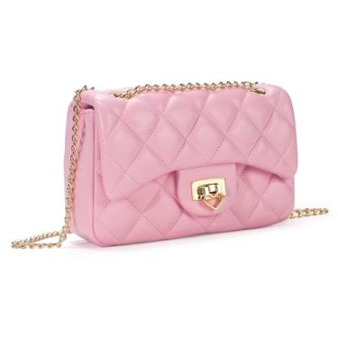 Imagem de LJCTULY Bolsas para meninas, bolsa tiracolo infantil com alça de corrente destacável, bolsa infantil com cadeado de coração para meninas (rosa)