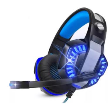 Imagem de Headset Gamer Knup Over-Ear, Driver 50Mm, Com LED E Microfone, Preto/Azul - Kp-491