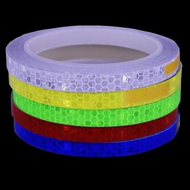 Imagem de LiXiongBao 5 cores de segurança refletiva de iluminação de aviso adesivo fita adesiva faixa de rolo para embelezar bicicleta bicicleta carro motocicleta autoadesivo decoração diy decoração aro decoração