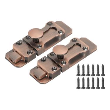 Imagem de PATIKIL Trava de barril, pacote com 2, fechadura de porta deslizante sólida de 7,6 cm, trava de segurança de liga de zinco, travas de portão vintage para armazém de celeiro, bronze vermelho