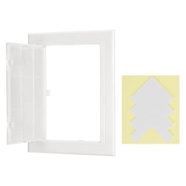 Imagem de PATIKIL Painel de acesso para drywall 20 x 15 cm, 1 conjunto de plástico ABS capa de orifício de parede porta de acesso com fita dupla face para teto de parede elétrica, branco