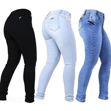 Imagem de 3 Kit C/ Feminina Jeans Calça Cós Alto - Apollogy, 38