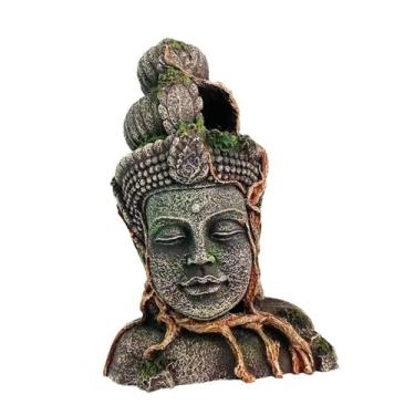 Imagem de WeiLaiKeQi Estátua de cabeça de Buda, decoração para aquário, descanso para betta, uso em água doce e salgada, micropaisagem decorativa, esconderijo para