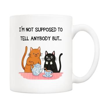 Imagem de 5Aup Caneca Cat Lover 'Secret Keeper' - Caneca de café de cerâmica engraçada de 325 ml com design "I Can't Tell Anyone" - perfeita para melhores amigas, mulheres, gatinhas e amantes de fofocas