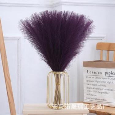 Imagem de kit 20 Flores artificiais de junco, rabo de cão e junco decorativo para arranjos florais(Roxo escuro,Aproximadamente 53 cm)