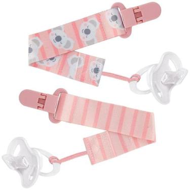 Imagem de Kit com 2 Prendedores de Chupeta Clipe com Trava Coala Rosa 14496 - Bu