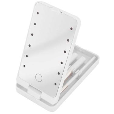 Imagem de Espelho De Bolsa Estojo Maquiagem 12 Leds 5 Pincéis Touch - Imports, B