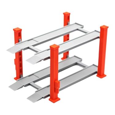 Imagem de simhoa 1/64 Vitrine de Cena de Estacionamento Carro Fundido Garagem Layout Colecionável Liga Modelo de Carro Brinquedo Suporte de Exibição Decoração de Mesa, Vermelho