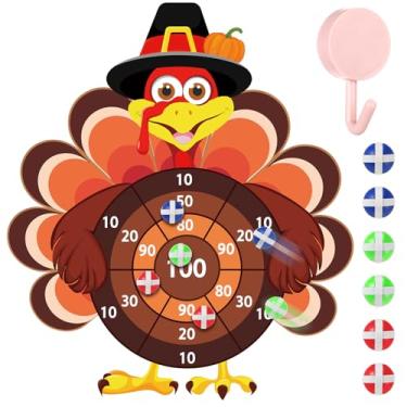 Imagem de Seenelling Jogos para festivais de outono grande 69,8 x 80 cm Tabuleiro de dardos para crianças meninos com 6 bolas pegajosas Ação de Graças Peru jogo de arremesso de dardos para ambientes internos ao