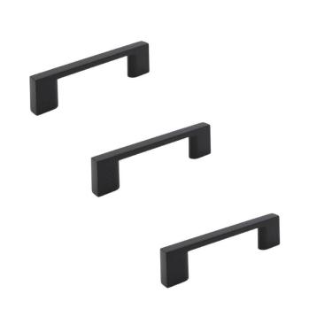 Imagem de Kit 3 Puxador Preto Fosco Il 950 Italy Line Metal 64Mm