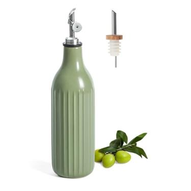 Imagem de FE FUN ELEMENTS Garrafa dispensadora de azeite, dispensador de óleo de 540 ml para cozinha e vinagre, adequado para vinagre, xaropes de café e outros líquidos, verde