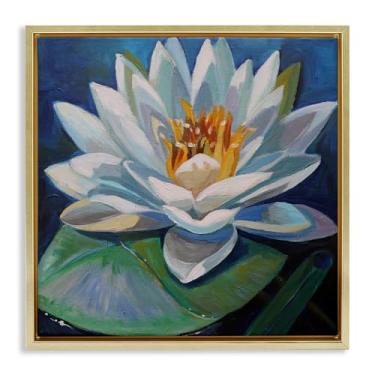 Imagem de Stupell Industries Arte de parede em tela flutuante dourada com flor de lótus pacífica por Violeta Vollmer, 63 x 63 cm