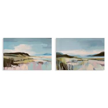 Imagem de Stupell Industries Conjunto de arte de parede em tela Verdant Coastal Waters 2 peças por Elara Yasna, 61 x 91 cm