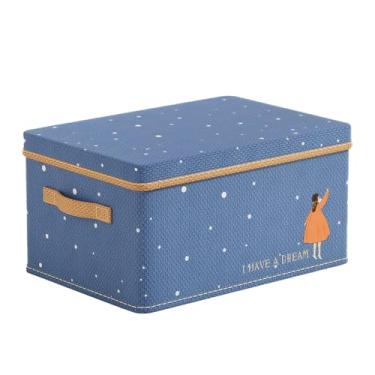 Imagem de Caixa Organizadora com Tampa Dobrável, Armazenamento para Armário e Debaixo da Cama, Empilhável, Tecido Não Tecido (Azul)