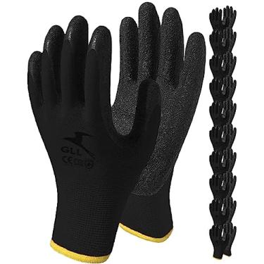 Imagem de Luvas de trabalho para homens e mulheres, luvas de segurança revestidas para o trabalho, pacote com 10 pares, revestimento firme de borracha de látex à base de água para construção geral e trabalho de jardinagem (extra grande, preto)