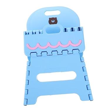 Imagem de Creative Plastic Folding Step Stool with Backrest Portable and Lightweight Chair for Home Use Compact Design for and Sturdy Plastic Construction(Blue)