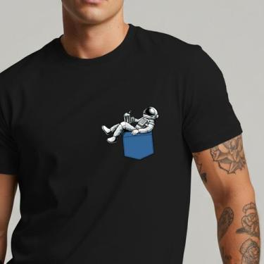 Imagem de Camiseta Masculina Astronauta Criativa Estilo Streetwear Geek Nerd Alg