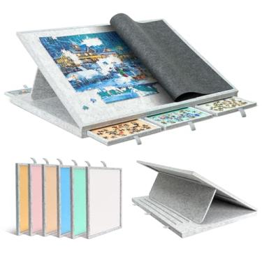 Imagem de Becko US Quadro de quebra-cabeça inclinável de 1500 peças com 6 gavetas coloridas e capa, mesa de quebra-cabeça com armazenamento para adultos, leve e portátil, para quebra-cabeças 1500 peças