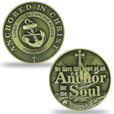 Imagem de Christian Faith Challenge Coin - Anchor of The Soul & Lord's Peace - Hebrews 6:19 & Isaiah 26:12 Devotional Keepsake (Style A)