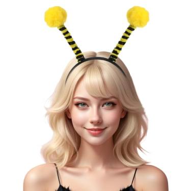 Imagem de Jadive Faixa de cabeça de Halloween, orelhas de animais de pelúcia, chifres, acessórios de cosplay, lembrancinhas de festa de safári de Natal, Amarelo, preto., 12.2 x 9 inch