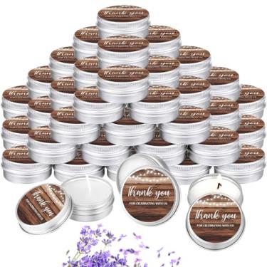 Imagem de MTLEE 50 peças de velas de agradecimento, lembrancinhas de casamento, chá de bebê para convidados 28 g lavanda perfumada cera de soja vela de aromaterapia lembrancinhas para chá de bebê nupcial