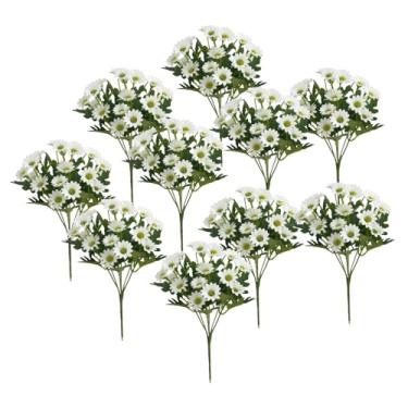 Imagem de FLCPJGV 10 Buquês de Flores Decorativas para Centros de Mesa, Enfeites, Plantas Artificiais para Pátio, Gramado, Jardim, Branco, Tamanho real