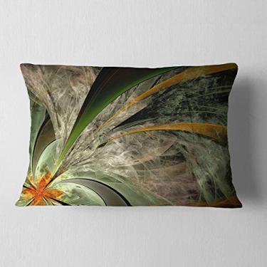 Imagem de Designart Flor fractal simétrica em verde floral sala de estar, sofá, enchimento de almofada de alta qualidade + capa de almofada impressa em ambos os lados 30,5 x 50,8 cm