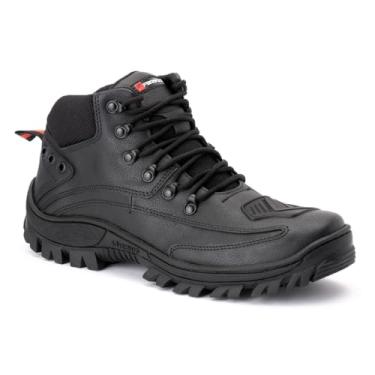 Imagem de Bota Masculina Adventure Coturno Reforçado para Motoqueiro Aventureiro Preto com Cadarço (Preto, BR, Adulto, Numérico, 38)