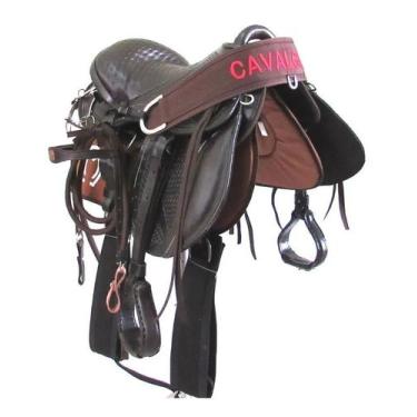 Imagem de Sela Australiana Marrom Completa 16 Pol + Baixeiro Mangalarga + Freio 