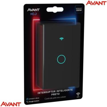 Imagem de Interruptor Inteligente 1 Botao Neo Wifi Alexa Google Preto Avant
