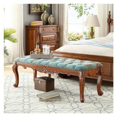 Imagem de Banco de armazenamento de fim de cama banco estofado de madeira maciça natural - almofadas de veludo - assentos funcionais para quarto, sala de estar, corredor, entrada, hall de entrada, banco de