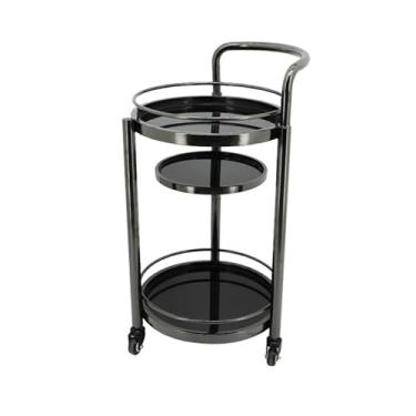 Imagem de Prateleira de cozinha de 3 camadas redonda de metal para cafeteria, mini carrinho utilitário rolante, bandeja em camadas para organizador de mesa de café, prateleira de cozinha doméstica, prateleira