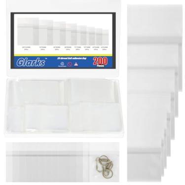 Imagem de Glarks 200 peças de sacos de celofane autovedantes de 6 a 10,5 cm, 0 cm de espessura, sacos de celofane autoadesivos, seláveis, sacos transparentes de celofane para joias, armazenamento de pulseiras