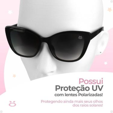 Imagem de Oculos Sol + Relogio Dourado Feminino + Pulseira + Caixa Proteção Uv Qualidade Premium Gatinho Moda