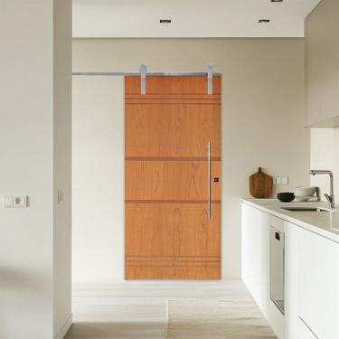 Imagem de Porta Correr 7 Trilhos Soft Aparente Puxador Tubo 60cm 120x210cm Esquerdo Belíssima Rodam