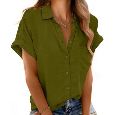 Imagem de Blusa feminina Mintreus de manga curta verde militar tamanho M
