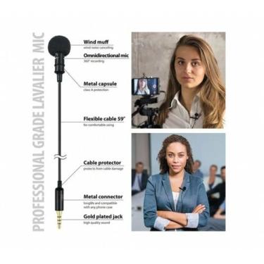 Imagem de Lapela de microfone condensador Lavalier para telefones celulares - Li