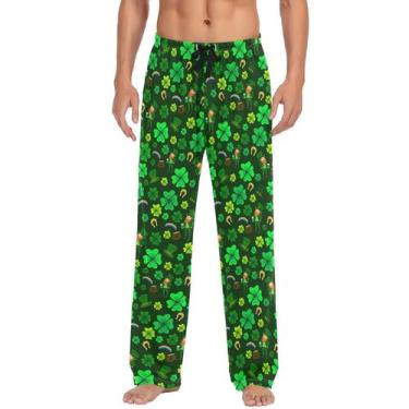 Imagem de Calças de pijama Ollabaky St. Patrick's Day Clover Green para homens