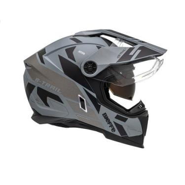 Imagem de Capacete Masculino Bieffe B-Trail Conquest Cinza Fosco Moto, Cinza Pre