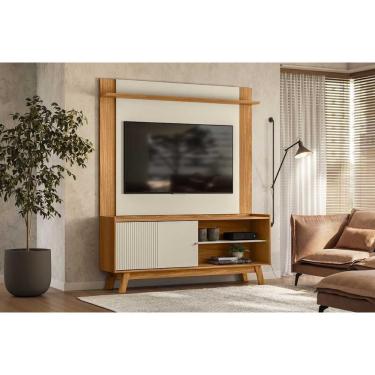 Imagem de Home P/ Tv Até 65 Pol Aurum/tulum 1 Pta Correr 1 Prat C/ Pés 160x190cm Nature/off White - Linea Brasil