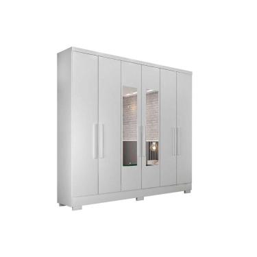 Imagem de Guarda Roupa Casal 6 Portas (2 C/ Espelho) E 2 Gavetas C/ Pés Milly/veneza Neve - Novo Horizonte