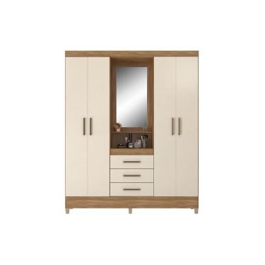 Imagem de Guarda Roupa 4 Portas E 3 Gavetas C/ 1 Espelho Capelinha Persia Amendola/off White - Demóbile